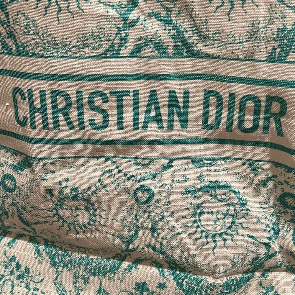 Christian Dior Canvas Tote Green White Celestial Sun Print Dioriviera Beach Bag - Picture 6 of 8